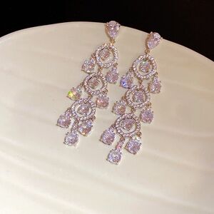Gold-Tone Crystal Chandelier Drop Earrings - Elegant Women Jewelry